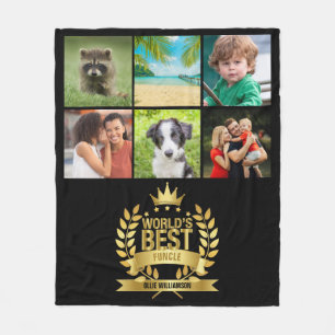 Beste Funcle Onkel Foto Collage Gold Schwarz der W Fleecedecke