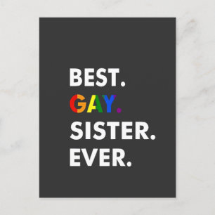 Beste Gay Sister je Funny LGBT Rainbow Pride Gesch Ankündigungspostkarte