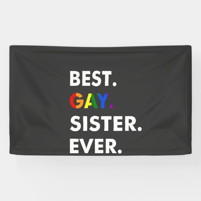 Beste Gay Sister je Funny LGBT Rainbow Pride Gesch Banner (Horizontal)