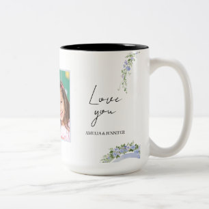 Beste Geschenk für Mama Boho Blau Salbei Grün Blum Zweifarbige Tasse