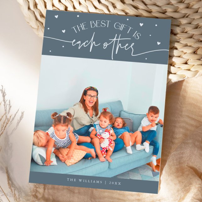 Beste Geschenk Schieferblau Valentinstag Foto Feiertagskarte (Von Creator hochgeladen)