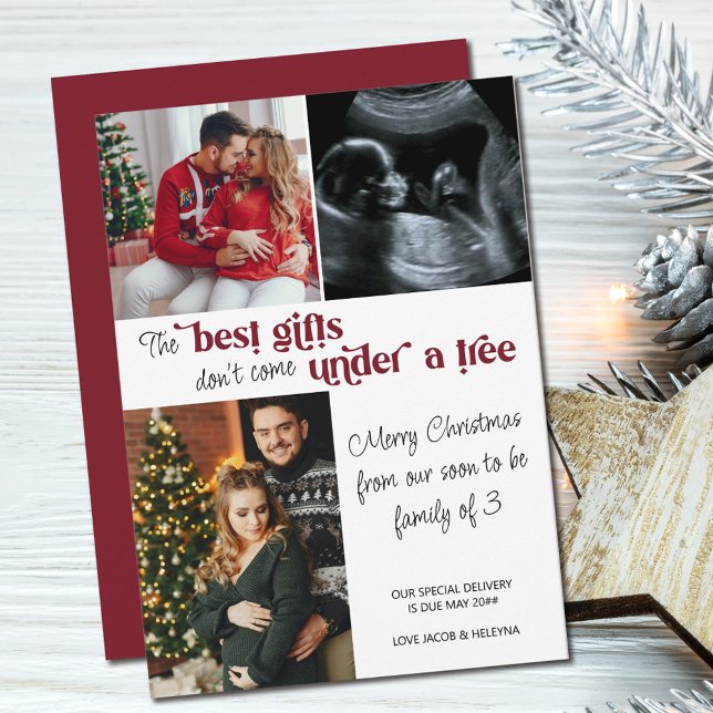 Beste Geschenkfamilie 3 Foto Weihnachtsschwangersc Feiertagskarte (Von Creator hochgeladen)