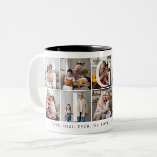 Beste Gigi je, 10 Foto Grid-Geschenk für Oma Zweifarbige Tasse