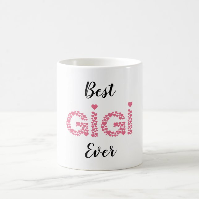 Beste Gigi je rosa Herzen Personalisiert Kaffeetasse (Mittel)