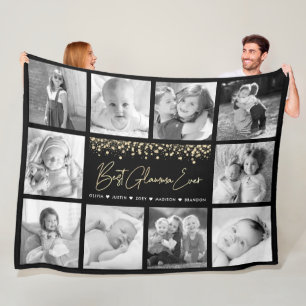 Beste Glamma je Gold Glitzer 10 FotoCollage Fleecedecke