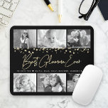 Beste Glamma je Gold Glitzer 6 Collage Chic Mousepad<br><div class="desc">"Bestes Glamma je." Zu glamourös, nur "Oma" zu sein, aber jede Minute mit ihren Enkelkindern zu lieben. Ein stylisches, gläsernes visuelle aus handgeschriebenem Drehbuch mit Goldfolie und Konfetti-Dots aus Glitzer überlagern einen schwarzen Hintergrund. Fügen Sie sechs hochgeschätzte Fotos Ihrer Wahl hinzu und passen Sie den Namen/die Namen/Botschaften an, für das...</div>