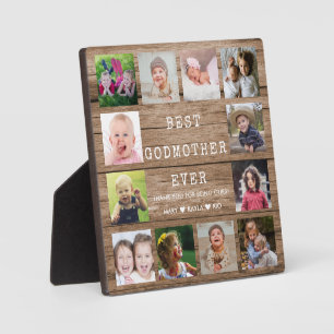 Beste Godmutter je 12 Foto Collage Rustikales Holz Fotoplatte