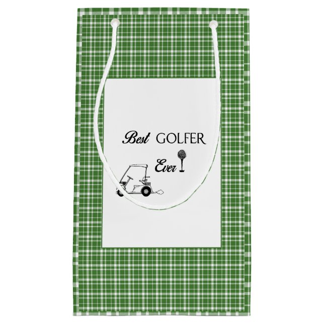 Beste Golfer-grüne Karierte Kundenspezifische Kleine Geschenktüte (Vorderseite)