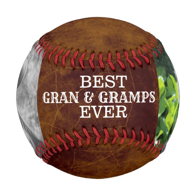 Beste Gran Grampen DIY Foto Braun Lederfamilie Baseball (Vorderseite)