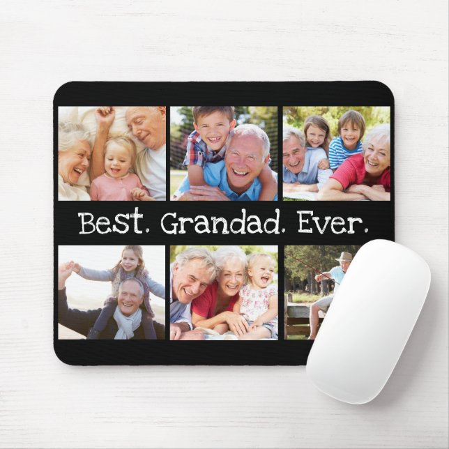 Beste Grandad-FotoCollage in Schwarz Moderne Mousepad (Mit Mouse)