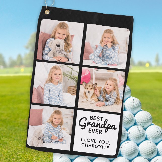 Beste GRANDPA je - Golfer - Personalisiert 5 Foto Golfhandtuch (Von Creator hochgeladen)