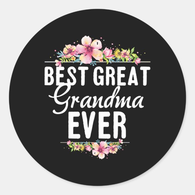 Beste große Oma je Floral Runder Aufkleber (Vorderseite)