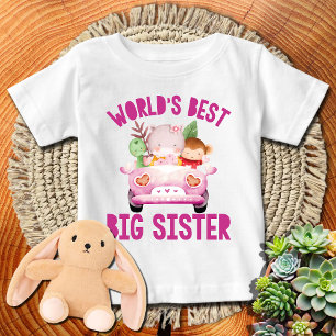 Beste große Schwester der Welt   Rosa Affe + Nilpf Baby T-shirt