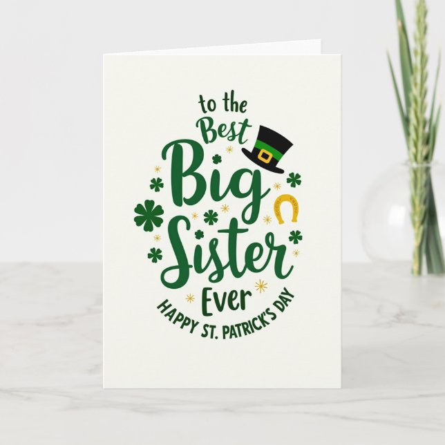 Beste große Schwester Glücklicher St. Patrick's Ta Karte (Vorderseite)