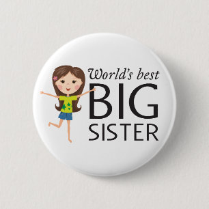 Beste große Schwester mit glücklichem Cartoon Button