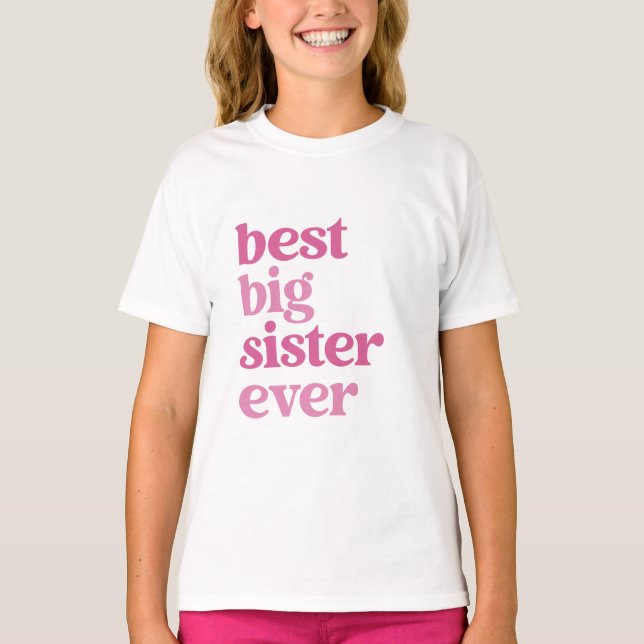 Beste Große Schwester mit rosa Text Girls T-Shirt (Vorderseite)