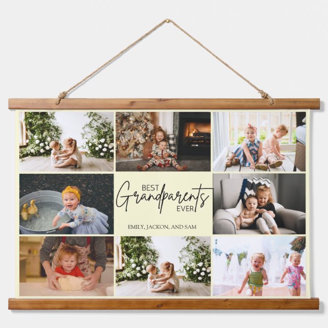 Beste Großeltern je 8 Foto Beige Wandteppich Mit Holzrahmen (Vorne)