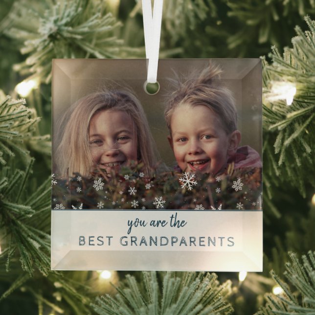 Beste Großeltern Schneeflocken Modernes Foto Keepa Ornament Aus Glas (Insitu)