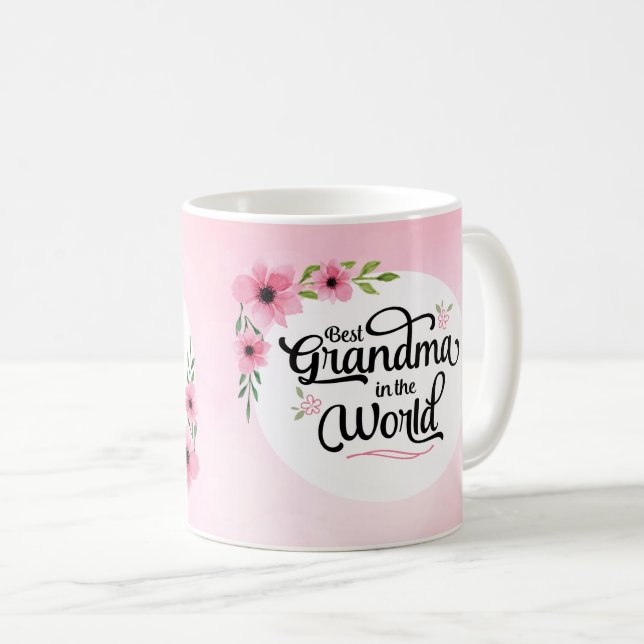 Beste Großmutter in der WeltBlumen-Tasse Kaffeetasse (VorderseiteRechts)