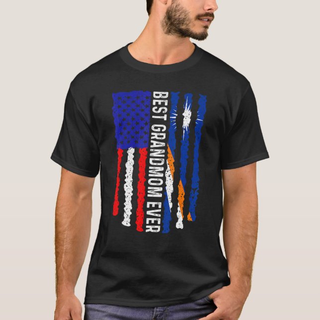 Beste Großmutter je US Marshall Islands Flaggenmut T-Shirt (Vorderseite)