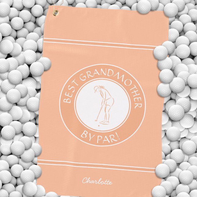 Beste Großmutter par Elegante Golfer Pfirsich Nied Golfhandtuch (Best Grandmother By Par Elegant Golfer Peach Cute Golf Towel)