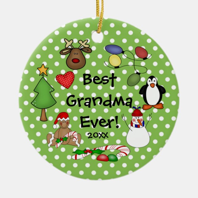 Beste Großmutter-überhaupt Weihnachtsverzierung Keramik Ornament (Vorne)