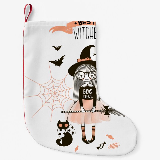Beste Hexen glückliches Halloween Kleiner Weihnachtsstrumpf (Vorderseite)