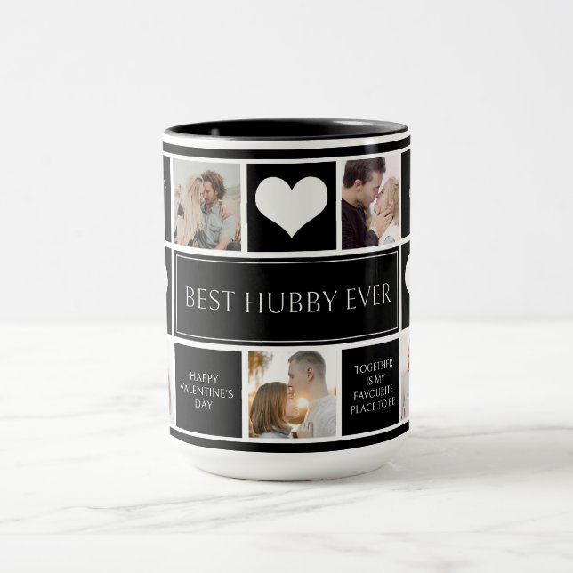 Beste Hubby je Minimalistische FotoCollage Tasse (Zentrum)