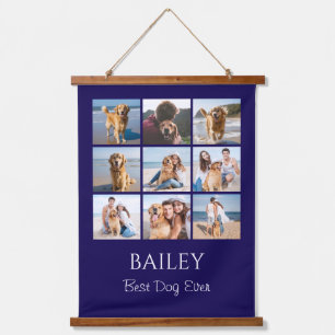 Beste Hund Foto Collage Personalisiert Wandteppich Mit Holzrahmen