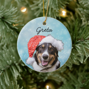 Beste Hund Foto Haustierporträt Katze Schnee Weihn Keramik Ornament