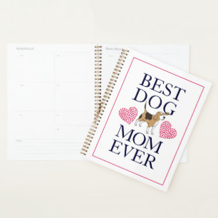 Beste Hunde-Mama je Grafik-Rosa-Paw-Drucke Herz Planer