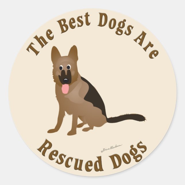Beste Hunde werden gerettet - Deutscher Schäferhun Runder Aufkleber (Vorderseite)