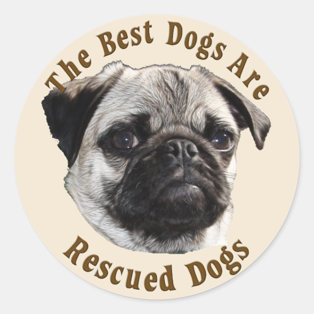 Beste Hunde werden gerettet (Mops) Runder Aufkleber (Vorderseite)