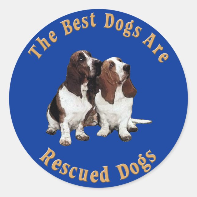 Beste Hunde werden im Basset Hound gerettet) Runder Aufkleber (Vorderseite)