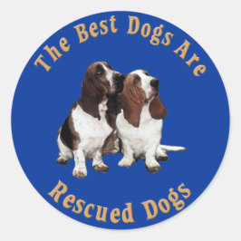 Beste Hunde werden im Basset Hound gerettet) Runder Aufkleber
