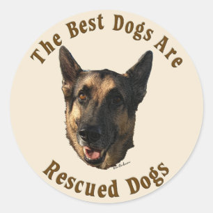 Beste Hunde werden - Schäferhund-Hund gerettet Runder Aufkleber