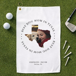 Beste Hundemama in Texas Personalisiertes Foto Golfhandtuch