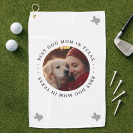 Beste Hundemama in Texas Personalisiertes Foto Golfhandtuch
