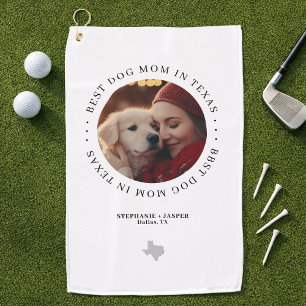 Beste Hundemama in Texas Personalisiertes Foto Golfhandtuch