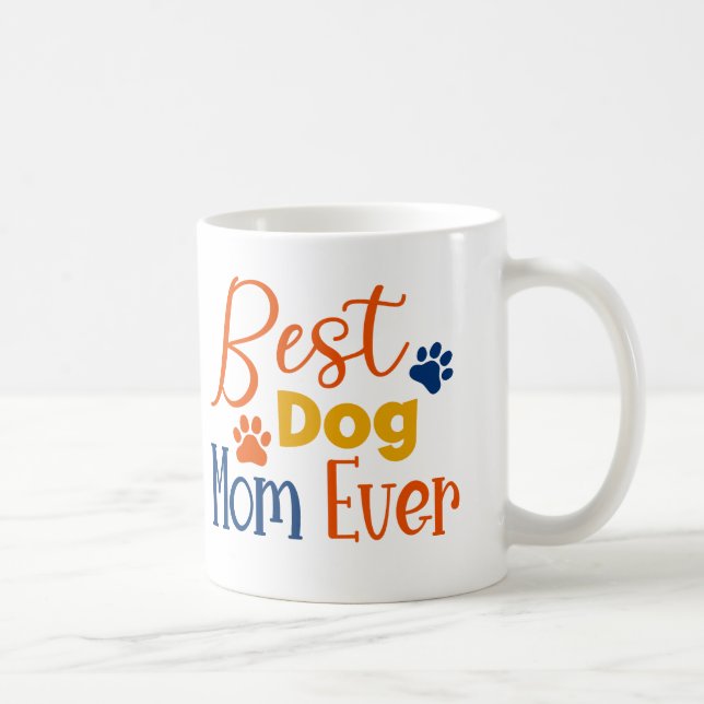 Beste Hundemutter farbiges Typografie-Design Kaffeetasse (Rechts)