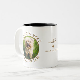 Beste Hundemutter Gold Zwei Fotos Moderne Typograf Zweifarbige Tasse