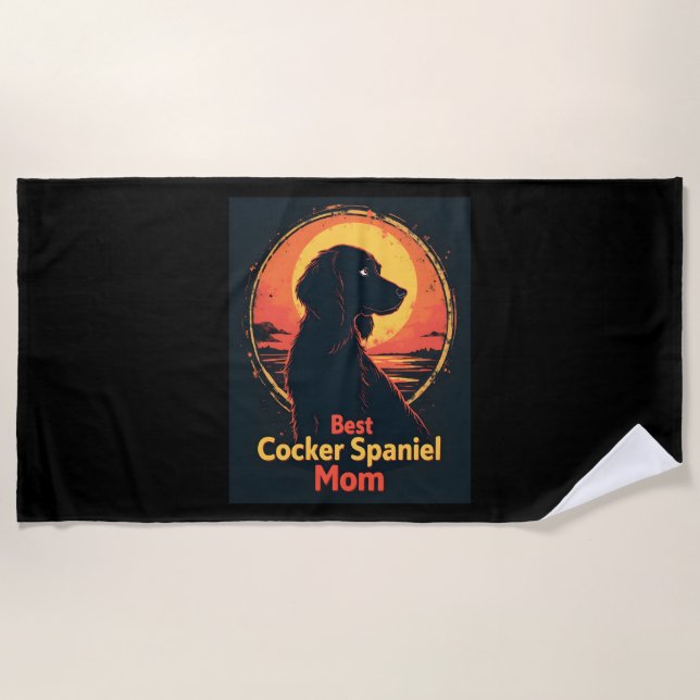 Beste Hundemutter Mama - Vintage Cocker Spaniel T- Strandtuch (Vorderseite)