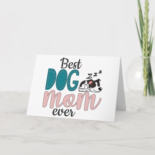 Beste Hundemutter mit niedlichem schlafenden Welpe Karte (Vorderseite)