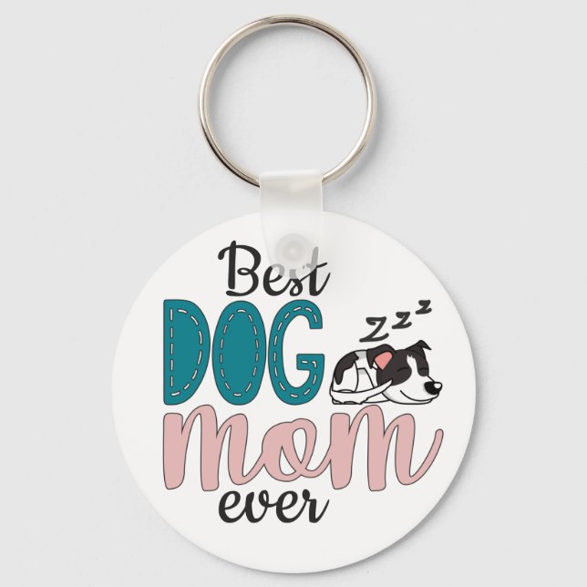 Beste Hundemutter mit niedlichem schlafenden Welpe Schlüsselanhänger (Vorderseite)