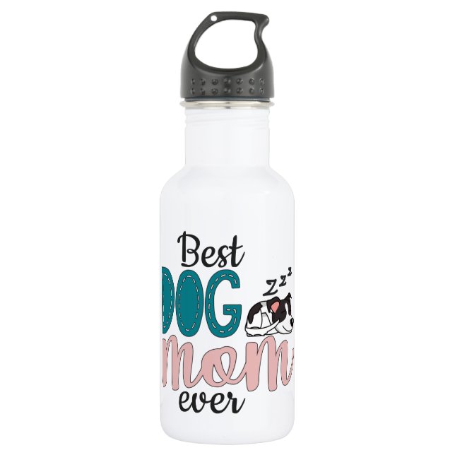 Beste Hundemutter mit schönem schlafenden Hund Edelstahlflasche (Vorderseite)
