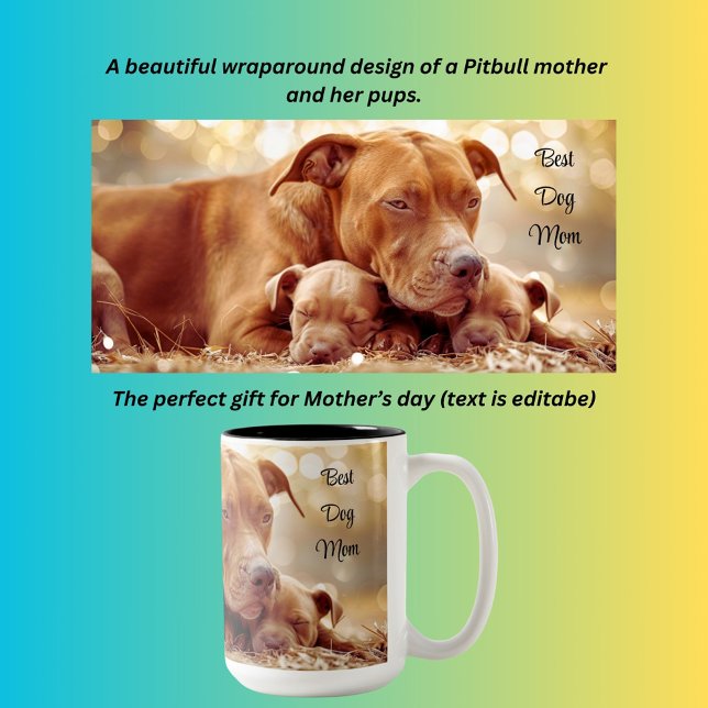 Beste Hundemutter Pitbull Zweifarbige Tasse (Von Creator hochgeladen)