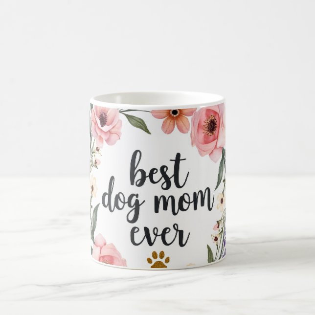 Beste Hundemutter überhaupt – Wasserfarben-Blumen  Kaffeetasse (Mittel)