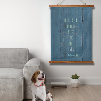 Beste Hundesitter je mit Holz überzogene Wandteppi Wandteppich Mit Holzrahmen