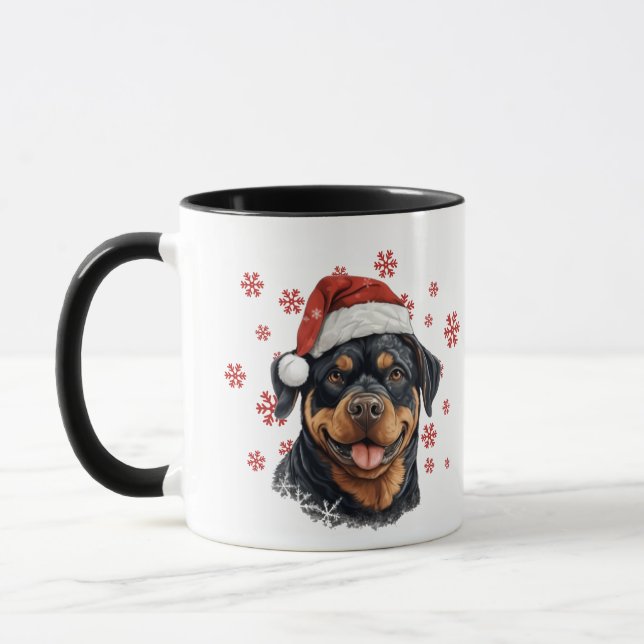 Beste Hündin-Mama je Weihnachten Rottweiler-Hund Tasse (Links)