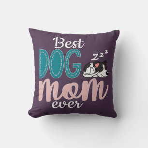 Beste Hundin Mama Violett mit niedlichem Schlafen  Kissen